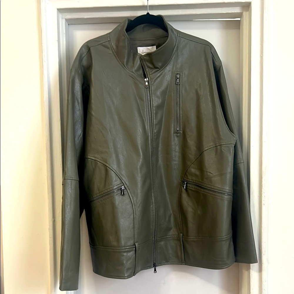 NWT Anthropologie Green Faux Leather Jacket